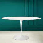 Tavolo Tulip Eero Saarinen H 73 Ovale in Ceramica Diamond Cream Made in Italy - Scarlet Viadurini