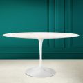 Tavolo Tulip Eero Saarinen H 74 Ovale in Ceramica Diamond Cream Made in Italy - Scarlet
