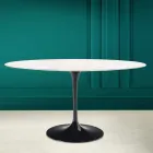 Tavolo Tulip Eero Saarinen H 73 Ovale in Ceramica Diamond Cream Made in Italy - Scarlet Viadurini
