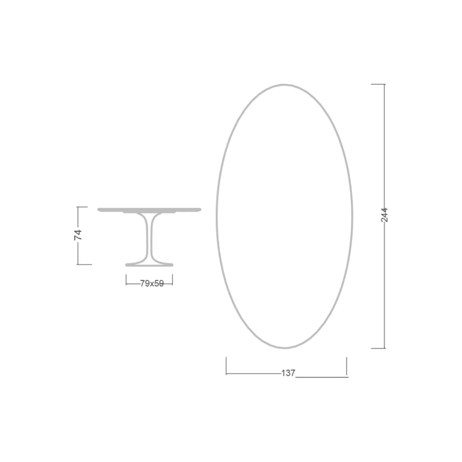 Tavolo Tulip Eero Saarinen H 73 Ovale in Ceramica Invisible Select Made in Italy - Scarlet Viadurini