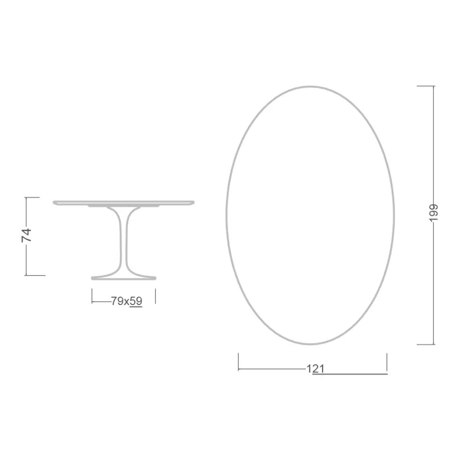 Tavolo Tulip Eero Saarinen H 73 Ovale in Ceramica Invisible Select Made in Italy - Scarlet Viadurini