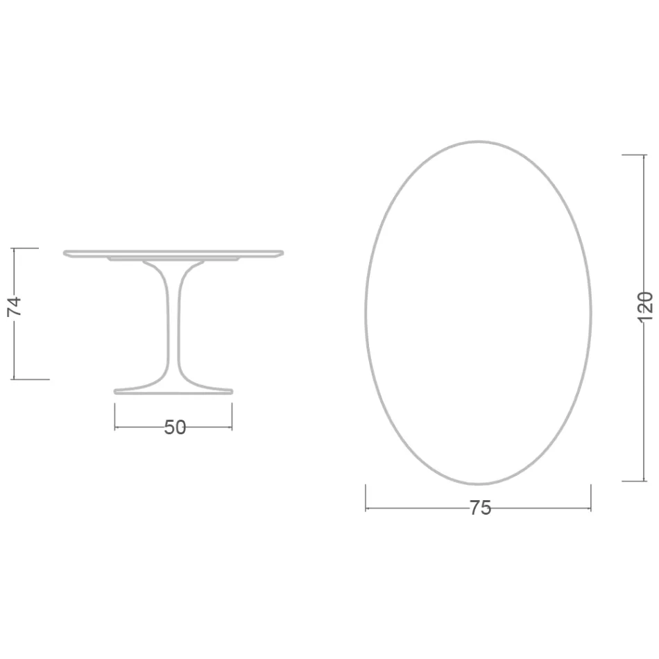 Tavolo Tulip Eero Saarinen H 73 Ovale in Ceramica Morpheus Made in Italy - Scarlet Viadurini