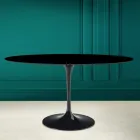 Tavolo Tulip Eero Saarinen H 73 Ovale in Ceramica Nero Assoluto Made in Italy - Scarlet Viadurini