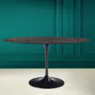 Tavolo Tulip Eero Saarinen H 73 Ovale in Ceramica Noir Desire Made in Italy - Scarlet Viadurini