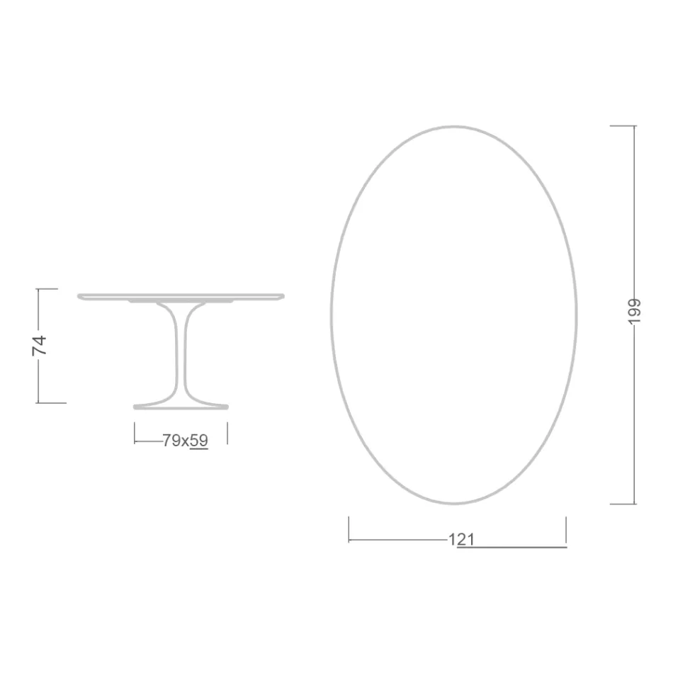 Tavolo Tulip Eero Saarinen H 73 Ovale in Ceramica Noir Laurent Made in Italy - Scarlet Viadurini