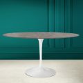 Tavolo Tulip Eero Saarinen H 74 Ovale in Ceramica Pietra Grey Made in Italy - Scarlet