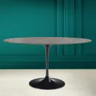 Tavolo Tulip Eero Saarinen H 73 Ovale in Ceramica Pietra Grey Made in Italy - Scarlet Viadurini