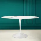 Tavolo Tulip Eero Saarinen H 73 Ovale in Ceramica Statuario Full Vein  - Scarlet Viadurini