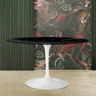 Tavolo Tulip Eero Saarinen H 73 Ovale in Marmo Nero Marquinia Made in Italy - Scarlet Viadurini