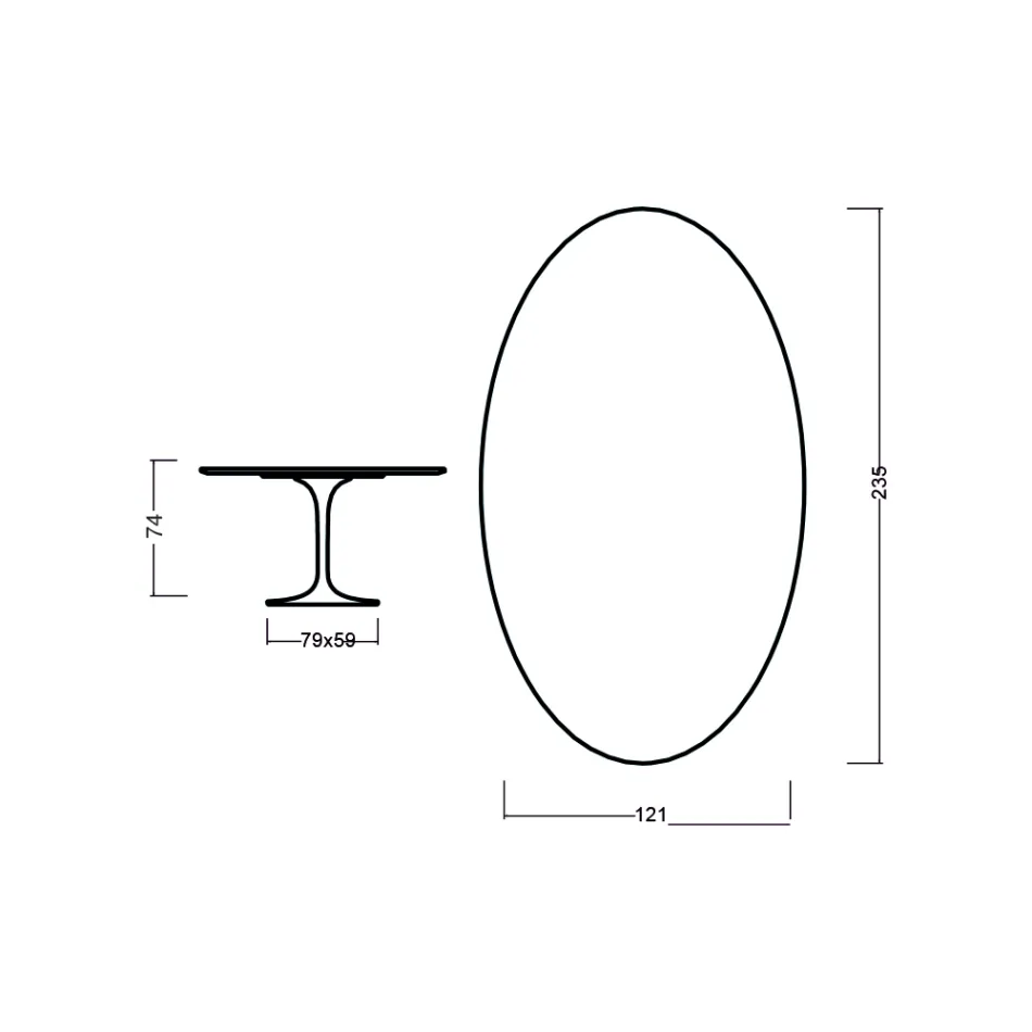 Tavolo Tulip Eero Saarinen H 73 Ovale in Rovere Tinto Ciliegio Made in Italy - Scarlet Viadurini