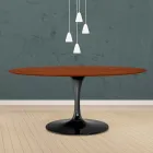 Tavolo Tulip Eero Saarinen H 73 Ovale in Rovere Tinto Ciliegio Made in Italy - Scarlet Viadurini