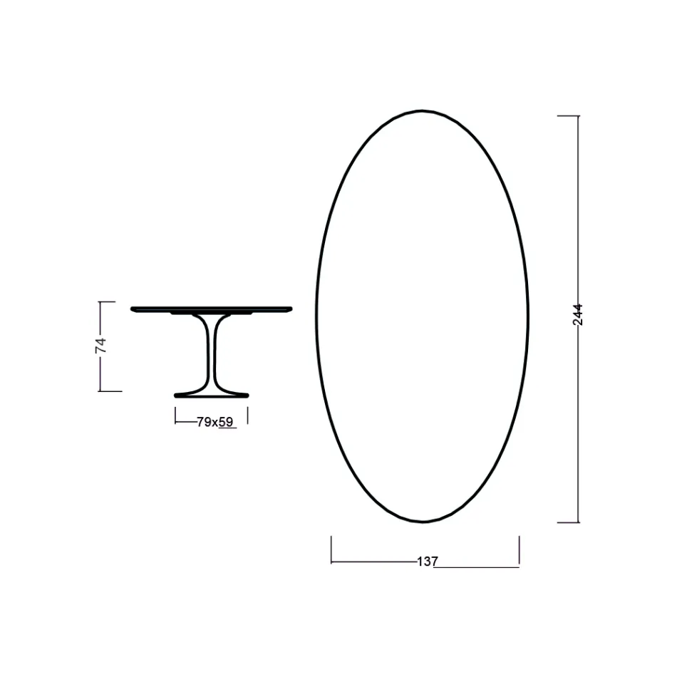 Tavolo Tulip Eero Saarinen H 73 Ovale in Rovere Tinto Moka Made in Italy - Scarlet Viadurini