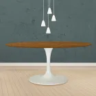 Tavolo Tulip Eero Saarinen H 73 Ovale in Rovere Tinto Noce Chiaro Made in Italy - Scarlet Viadurini