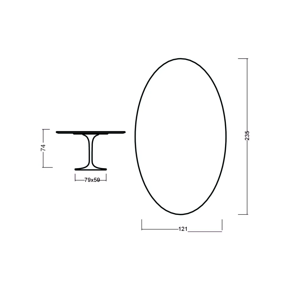 Tavolo Tulip Eero Saarinen H 73 Ovale in Rovere Tinto Noce Chiaro Made in Italy - Scarlet Viadurini