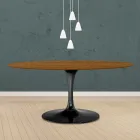 Tavolo Tulip Eero Saarinen H 73 Ovale in Rovere Tinto Noce Chiaro Made in Italy - Scarlet Viadurini