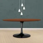 Tavolo Tulip Eero Saarinen H 73 Ovale in Rovere Tinto Noce Scuro Made in Italy - Scarlet Viadurini