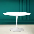 Tavolo Tulip Eero Saarinen H 73 Rotondo in Bianco Assoluto Made in Italy - Scarlet Viadurini