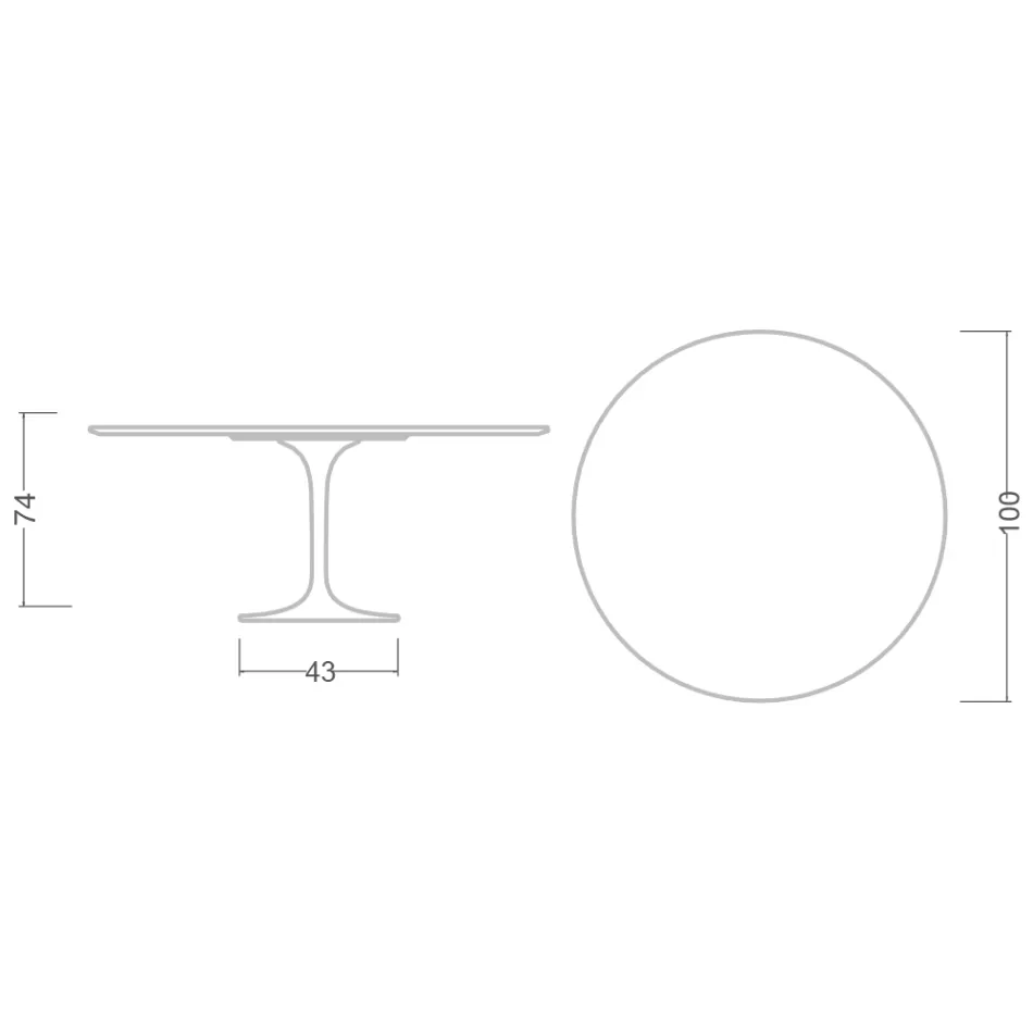 Tavolo Tulip Eero Saarinen H 73 Rotondo in Ceramica Kira Made in Italy - Scarlet Viadurini