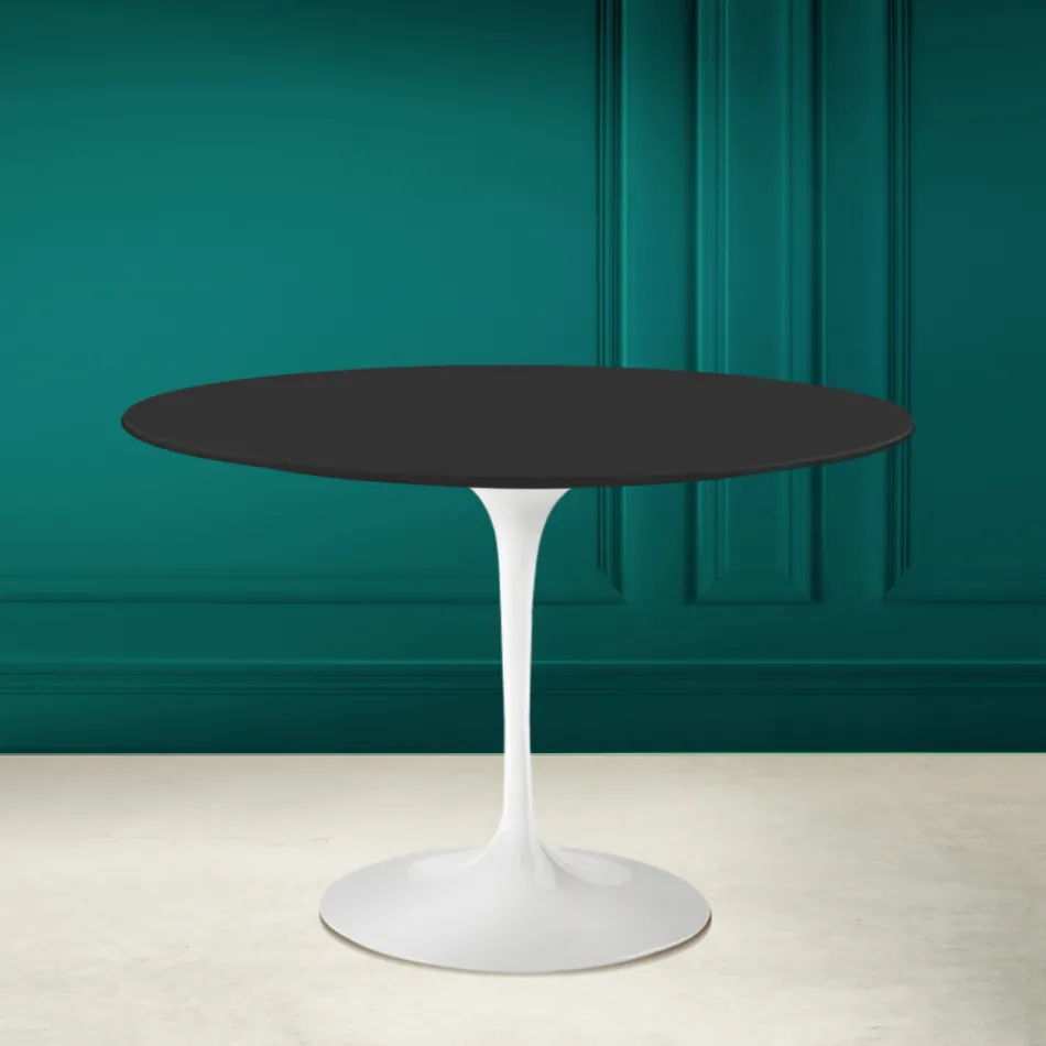 Tavolo Tulip Eero Saarinen H 73 Rotondo in Ceramica Noir Soft Made in Italy - Scarlet Viadurini