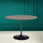 Tavolo Tulip Eero Saarinen H 73 Rotondo in Ceramica Pietra Grey Made in Italy - Scarlet Viadurini