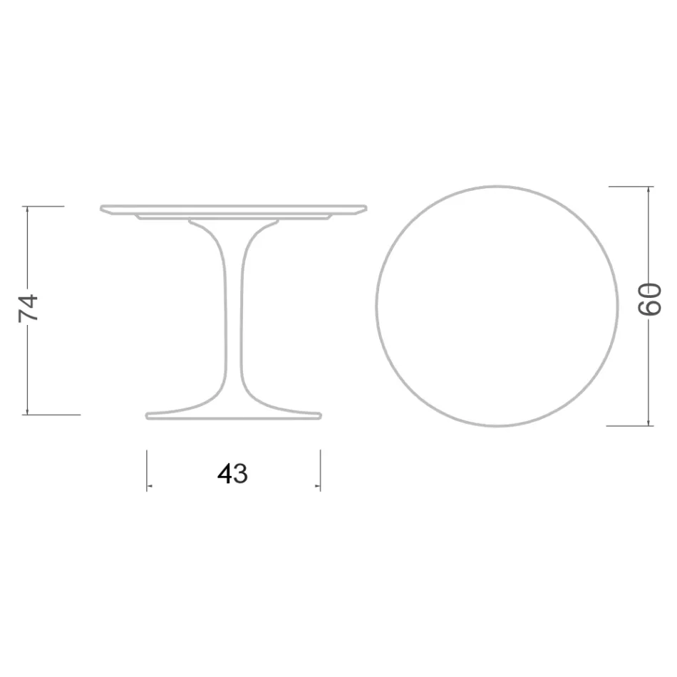 Tavolo Tulip Eero Saarinen H 73 Rotondo in Ceramica Rem Made in Italy - Scarlet Viadurini