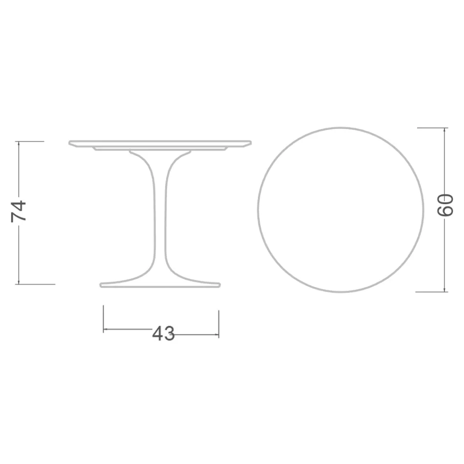Tavolo Tulip Eero Saarinen H 73 Rotondo in Ceramica Sirius Made in Italy - Scarlet Viadurini