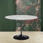 Tavolo Tulip Eero Saarinen H 73 Rotondo in Marmo Arabescato Made in Italy - Scarlet Viadurini