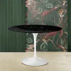 Tavolo Tulip Eero Saarinen H 73 Rotondo in Marmo Nero Marquinia Made in Italy - Scarlet Viadurini