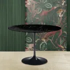Tavolo Tulip Eero Saarinen H 73 Rotondo in Marmo Nero Marquinia Made in Italy - Scarlet Viadurini