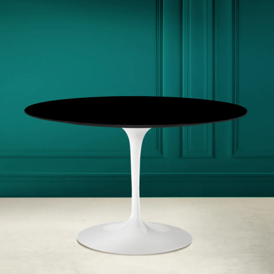 Tavolo Tulip Eero Saarinen H 73 Rotondo in Nero Assoluto Made in Italy - Scarlet Viadurini