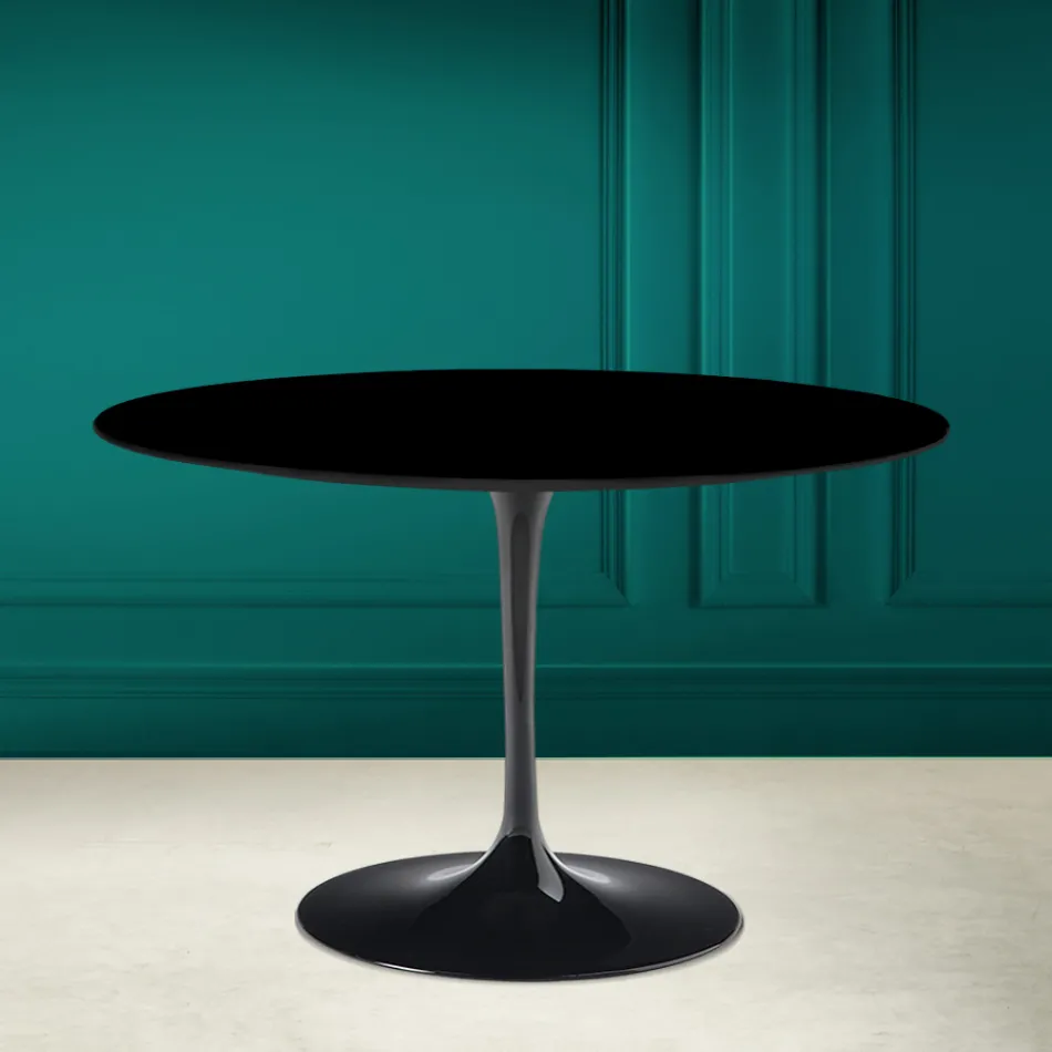 Tavolo Tulip Eero Saarinen H 73 Rotondo in Nero Assoluto Made in Italy - Scarlet Viadurini