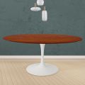 Tavolo Tulip Eero Saarinen H 74 Rotondo in Rovere Tinto Ciliegio Made in Italy - Scarlet
