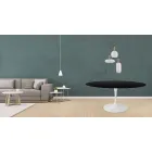Tavolo Tulip Eero Saarinen H 73 Rotondo in Rovere Tinto Nero Made in Italy - Scarlet Viadurini