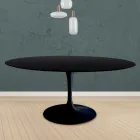 Tavolo Tulip Eero Saarinen H 73 Rotondo in Rovere Tinto Nero Made in Italy - Scarlet Viadurini