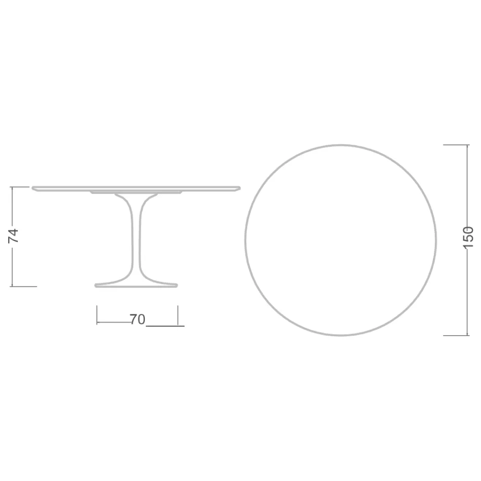 Tavolo Tulip Eero Saarinen H 74 con Piano in MDF Laminato Liquido Nero - Scarlet Viadurini