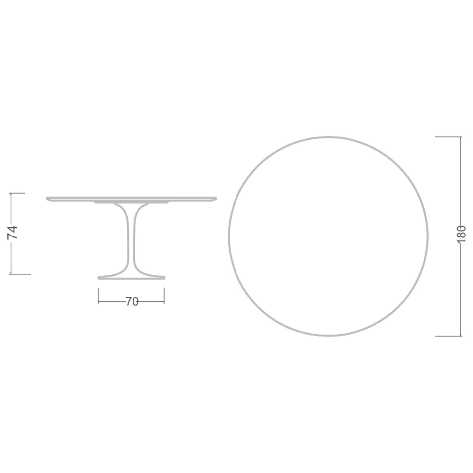 Tavolo Tulip Eero Saarinen H 74 con Piano in MDF Laminato Liquido Nero - Scarlet Viadurini