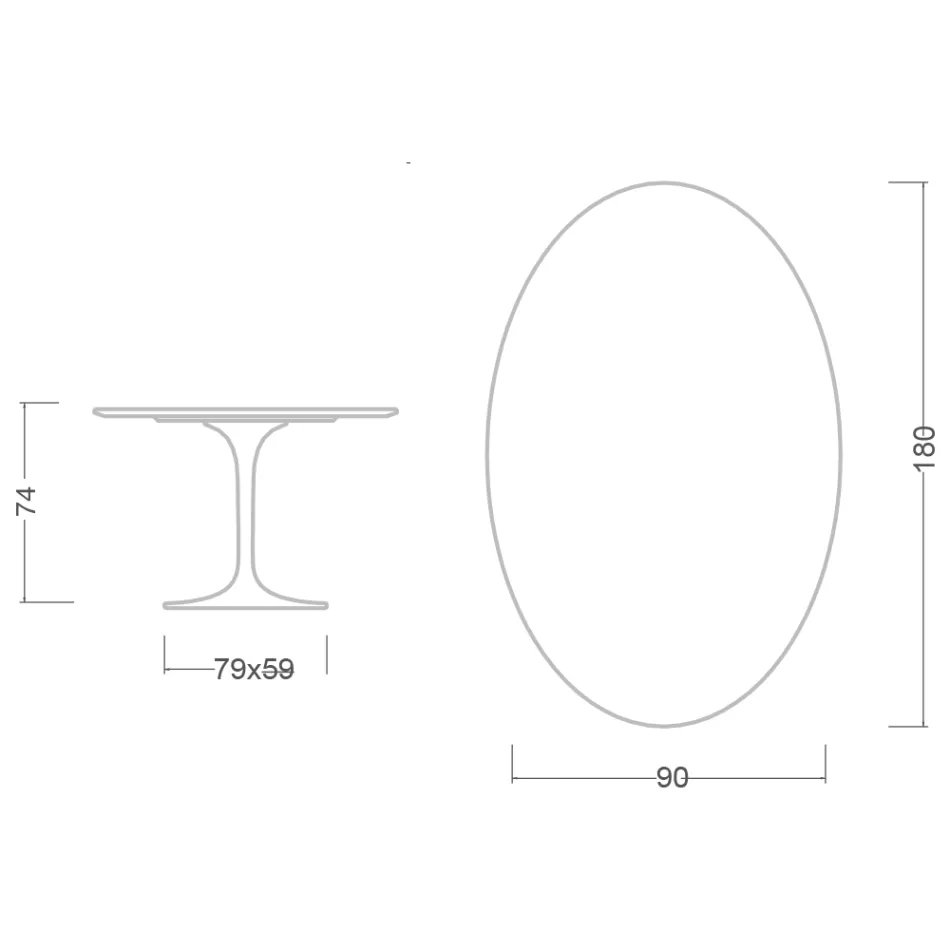 Tavolo Tulip Eero Saarinen H 74 con Piano Ovale in Marmo Arabescato Made in Italy - Scarlet Viadurini
