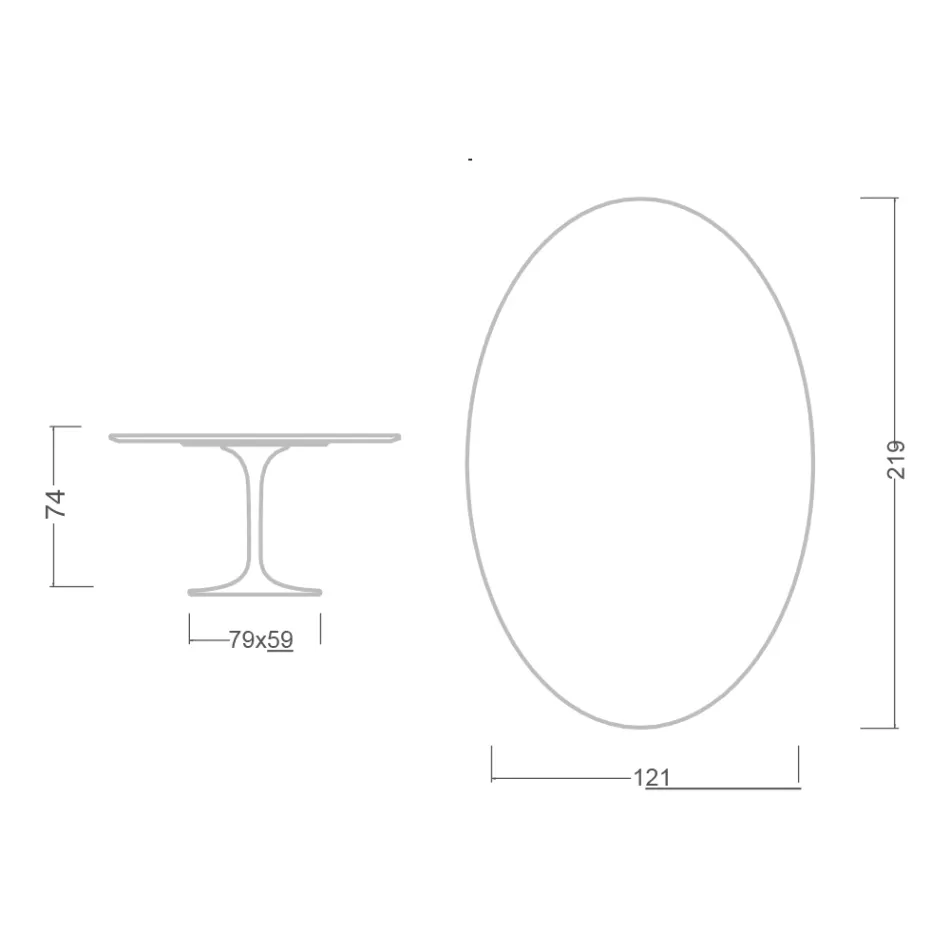 Tavolo Tulip Eero Saarinen H 74 con Piano Ovale in Marmo Arabescato Made in Italy - Scarlet Viadurini
