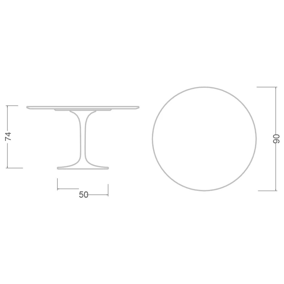 Tavolo Tulip Eero Saarinen H 74 in Ceramica Domoos Made in Italy - Scarlet Viadurini