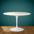 Tavolo Tulip Eero Saarinen H 74 in Ceramica Marmorio Made in Italy - Scarlet Viadurini