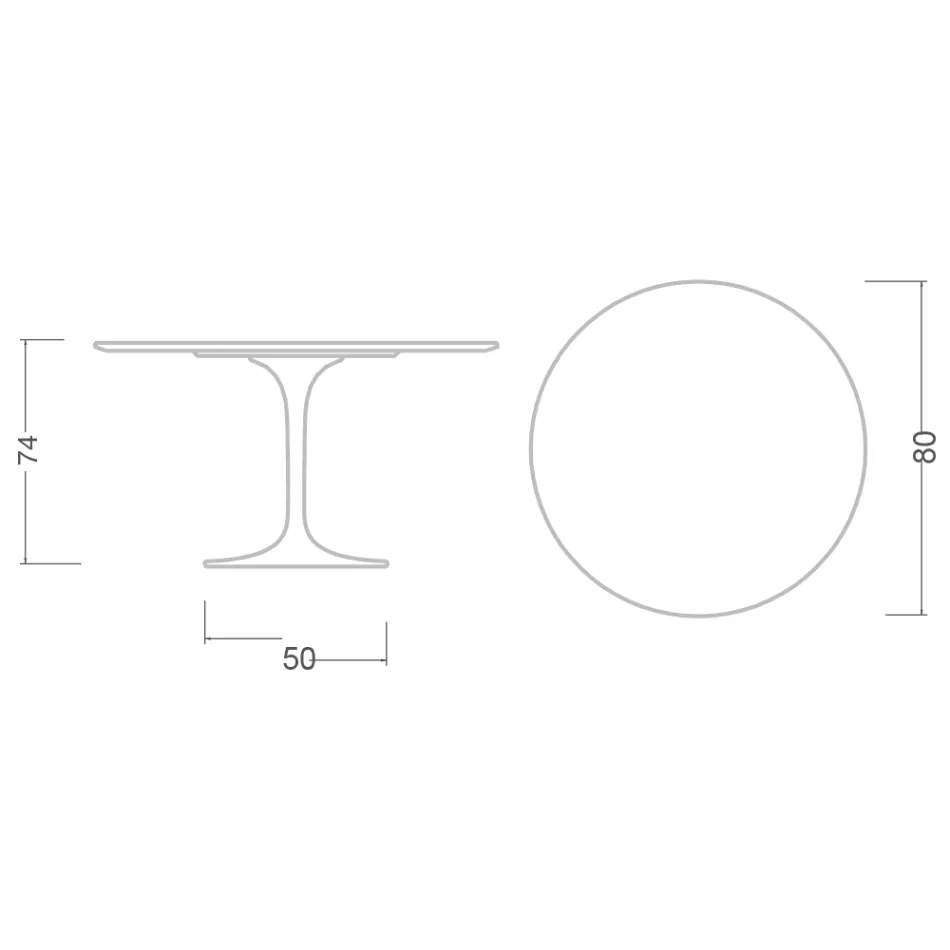 Tavolo Tulip Eero Saarinen H 74 in Ceramica Marmorio Made in Italy - Scarlet Viadurini