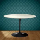 Tavolo Tulip Eero Saarinen H 74 in Ceramica Marmorio Made in Italy - Scarlet Viadurini