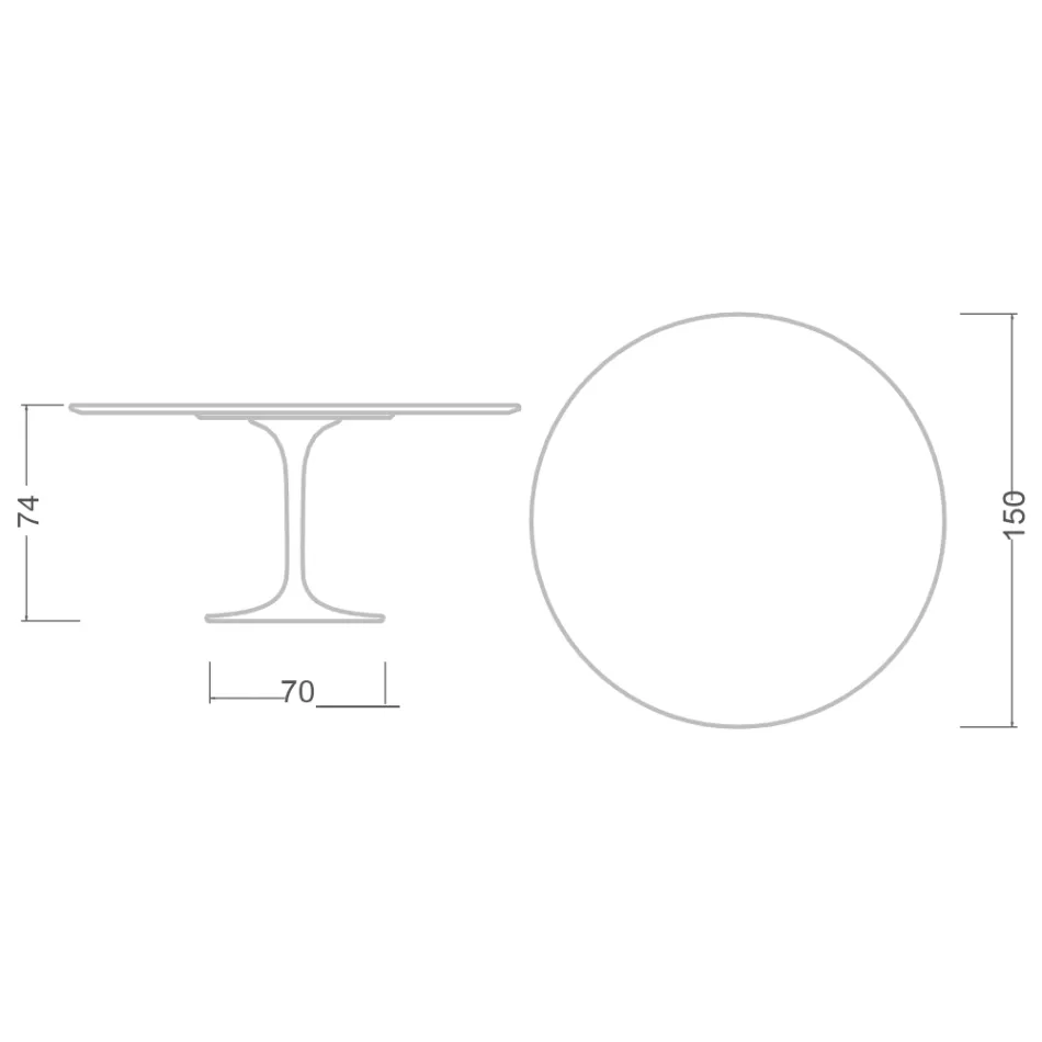 Tavolo Tulip Eero Saarinen H 74 in Marmo Calacatta Oro Realizzato in Italia - Scarlet Viadurini