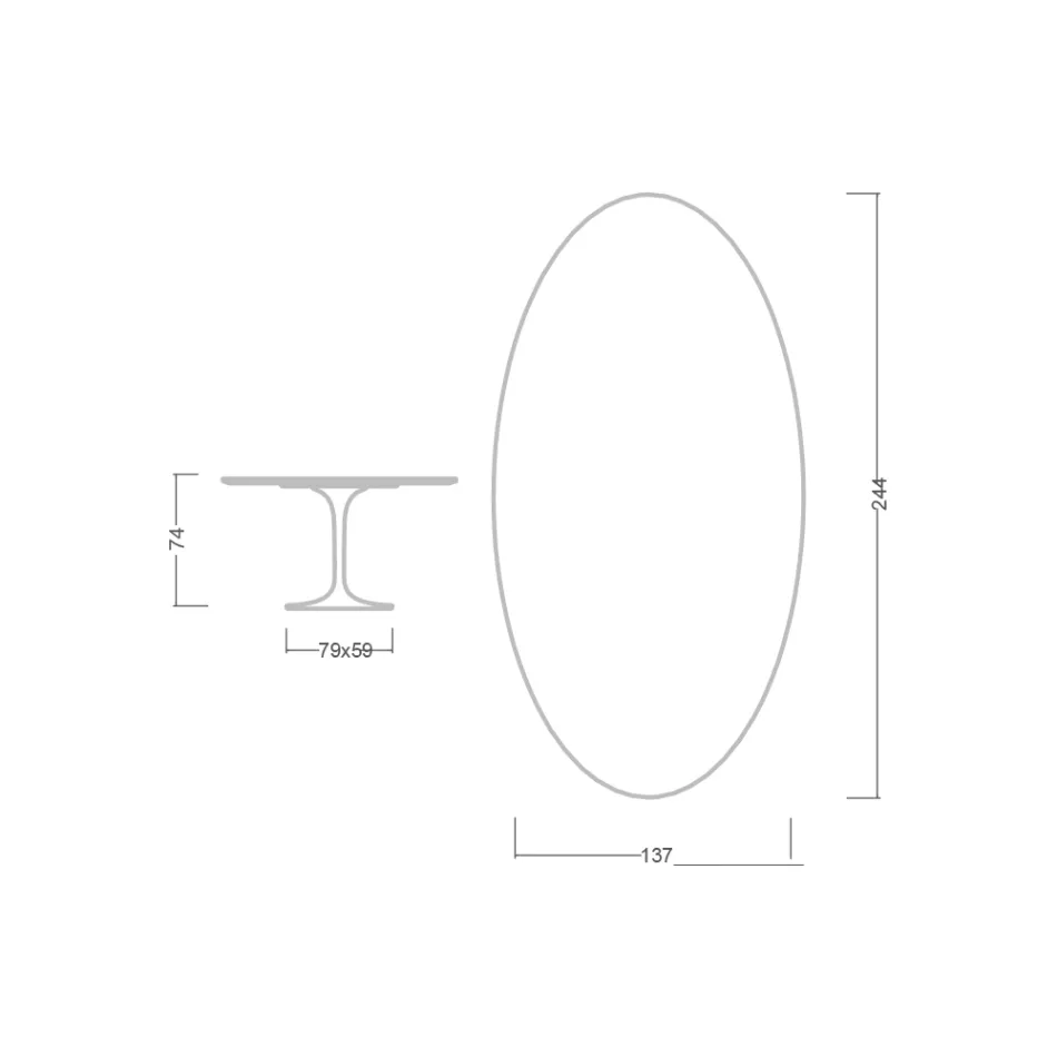 Tavolo Tulip Eero Saarinen H 74 Ovale in Ceramica Lucid Made in Italy - Scarlet Viadurini