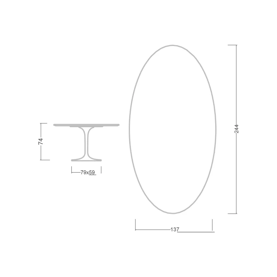 Tavolo Tulip Eero Saarinen H 74 Ovale in Laminato Liquido Bianco Made in Italy - Scarlet Viadurini