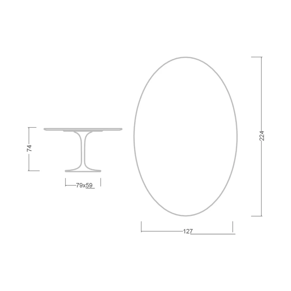 Tavolo Tulip Eero Saarinen H 74 Ovale in Marmo Nero Marquinia Made in Italy - Scarlet Viadurini