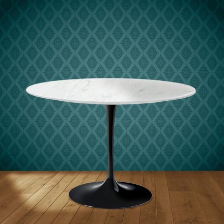 Tavolo Tulip Eero Saarinen H 74 Rotondo in Ceramica Salina Made in Italy - Scarlet Viadurini