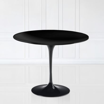 Tavolo Tulip Eero Sarinen H 73 con Piano in Laminato Liquido Nero Made in Italy - Scarlet Viadurini