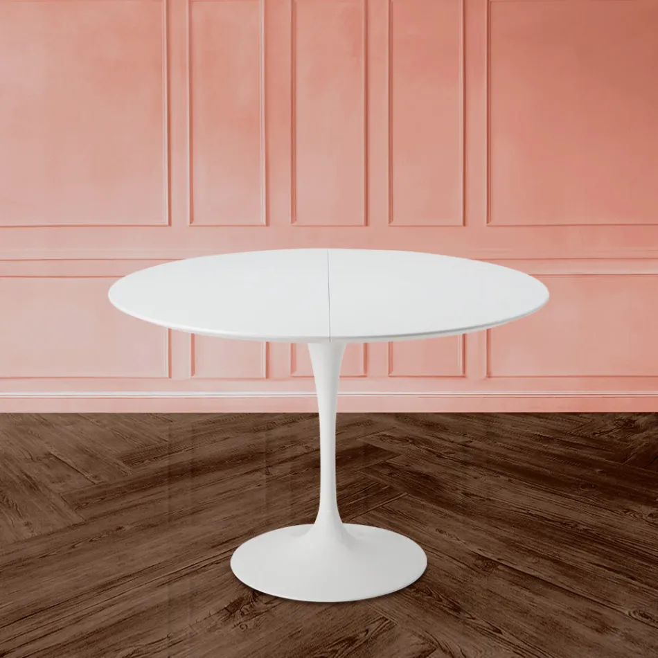 Tavolo Tulip Saarinen H 73 Allungabile in Laminato Liquido Bianco Made in Italy - Scarlet Viadurini