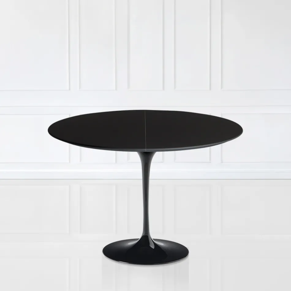 Tavolo Tulip Saarinen H 73 Allungabile in Laminato Liquido Nero Made in Italy - Scarlet Viadurini